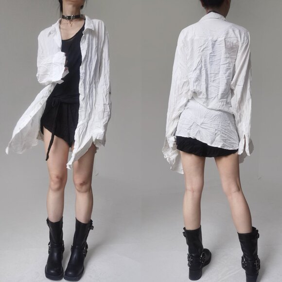 Ann Demeulemeester large white blouse boyfriend oversize silk button dow… - Picture 12 of 16